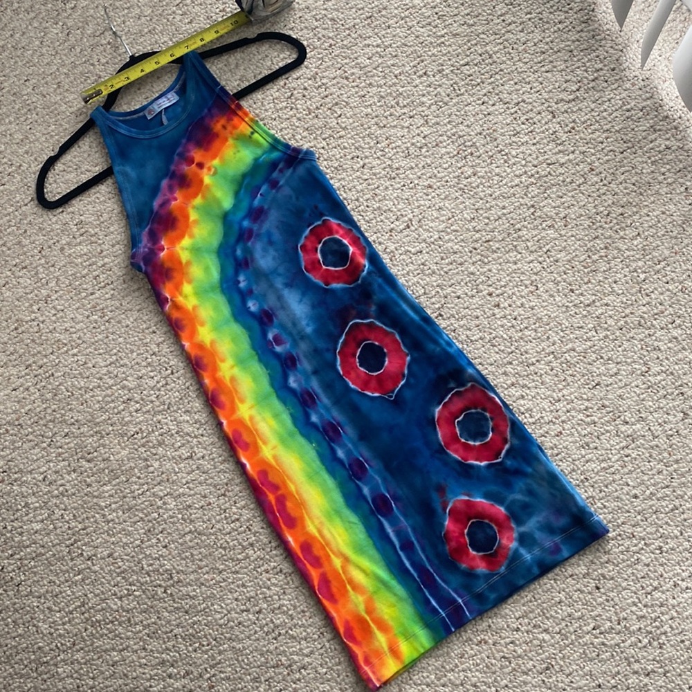 Phish donut tie dye dress ribbed tank dress stretchy - Picture 3 of 9